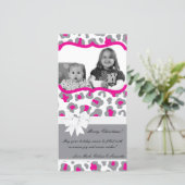 4x8グレーピンクチータフォトクリスマスカード シーズンカード (スタンド正面)