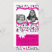 4x8グレーピンクチータフォトクリスマスカード シーズンカード (正面/裏面)