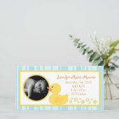 4x8ゴムダッキー（アヒルちゃん）バブル誕生のお知らせ 案内状 (スタンド正面)