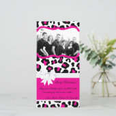 4x8ショッキングピンクの黒のチータの写真のクリスマスカード シーズンカード (スタンド正面)