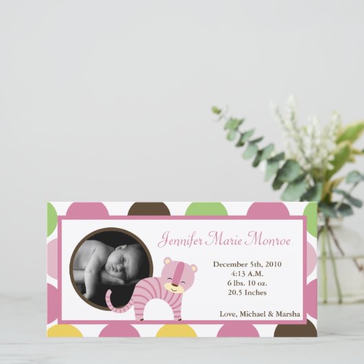 4x8ジャングルクイーンタイガー写真誕生のお知らせ 案内状 (スタンド正面)