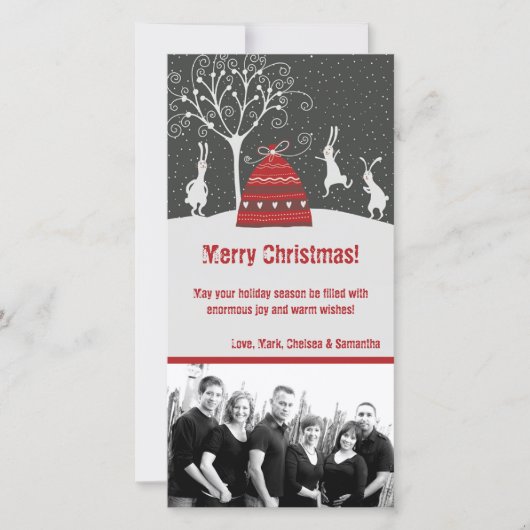 4x8スノーバンニースバニーラビットPHOTOクリスマスカード シーズンカード (正面)