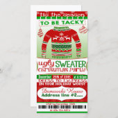 4x8チケットスタイルクリスマスパーティの招待状大人 (正面/裏面)