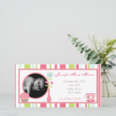 4x8ティーパーティーピンクパステル写真誕生のお知らせ (スタンド正面)