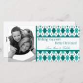 4x8ティール(緑がかった色)ホワイトフレアーガイルームPHOTOクリスマスカード シーズンカード (正面/裏面)