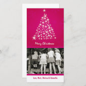 4x8ピンクスノーフレーククリスマスツリーPHOTOクリスマスカード シーズンカード (正面/裏面)