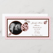 4x8ピンクレディバグ写真誕生のお知らせ 案内状 (正面/裏面)