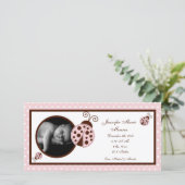 4x8ピンクレディバグ写真誕生のお知らせ 案内状 (スタンド正面)