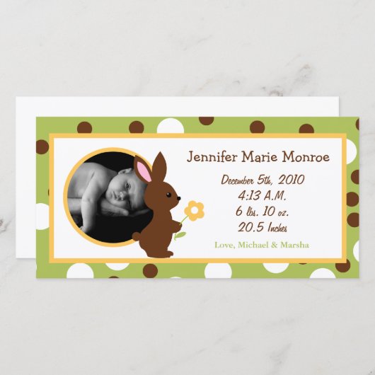 4x8フォレスト・フレンズBunny誕生のお知らせ 案内状 (正面/裏面)