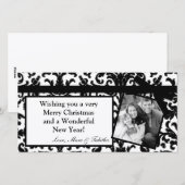 4x8ブラックダマスクリボンフレームPHOTOクリスマスカード シーズンカード (正面/裏面)