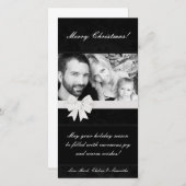 4x8ブラックフローラボウリボンPHOTOクリスマスカード シーズンカード (正面/裏面)