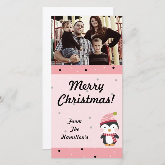 4x8ペンギンかわいこちゃん水玉模様PHOTOカード シーズンカード (正面/裏面)