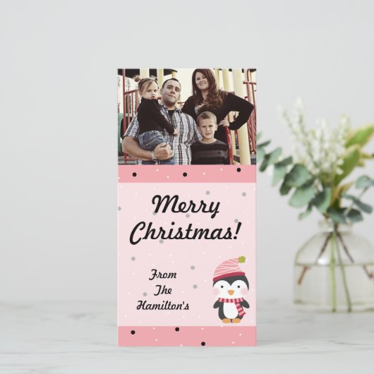 4x8ペンギンかわいこちゃん水玉模様PHOTOカード シーズンカード (スタンド正面)