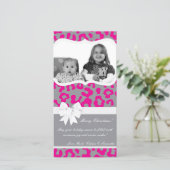 4x8ホットピンクグレーチータフォトクリスマスカード シーズンカード (スタンド正面)