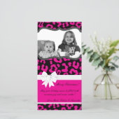 4x8ホットピンクブラックチータフォトクリスマスカード シーズンカード (スタンド正面)