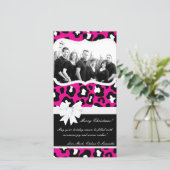 4x8ホットピンクブラックチータフォトクリスマスカード シーズンカード (スタンド正面)