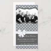 4x8ホットピンクブラック水玉模様PHOTOクリスマスカード シーズンカード (正面/裏面)