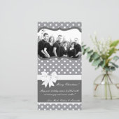 4x8ホットピンクブラック水玉模様PHOTOクリスマスカード シーズンカード (スタンド正面)