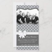 4x8ホットピンクブラック水玉模様PHOTOクリスマスカード シーズンカード (正面)