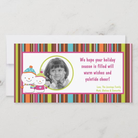 4x8モダン雪だるまPHOTOクリスマスカード シーズンカード (正面)