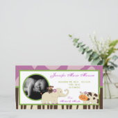 4x8ユカナ紫色の動物写真誕生のお知らせ 案内状 (スタンド正面)