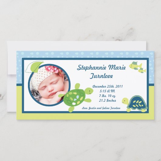4x8写真の誕生のお知らせタートルリーフ海海 案内状 (正面)