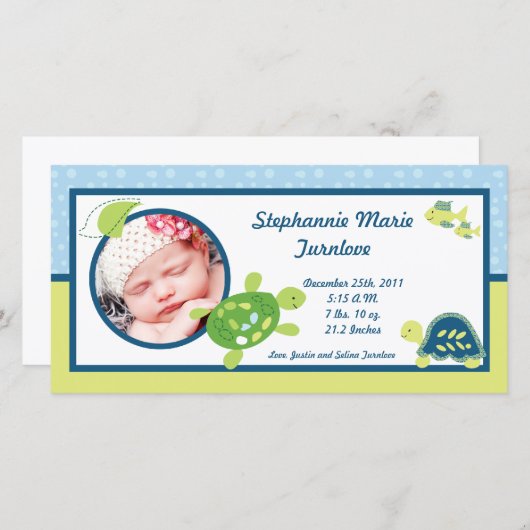 4x8写真の誕生のお知らせタートルリーフ海海 案内状 (正面/裏面)