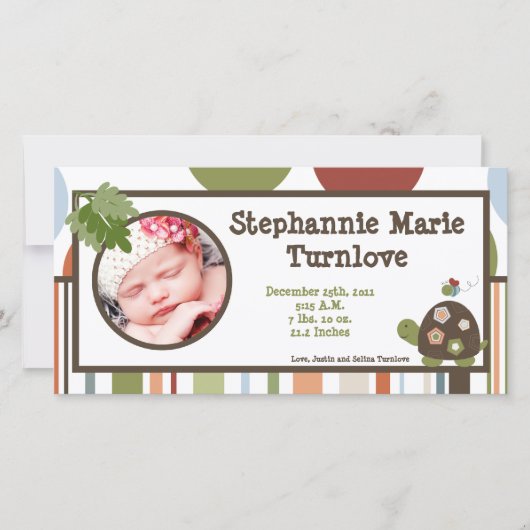 4x8写真の誕生発表ラグーナビーチカメ 案内状 (正面)