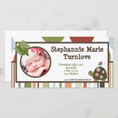 4x8写真の誕生発表ラグーナビーチカメ 案内状 (正面/裏面)