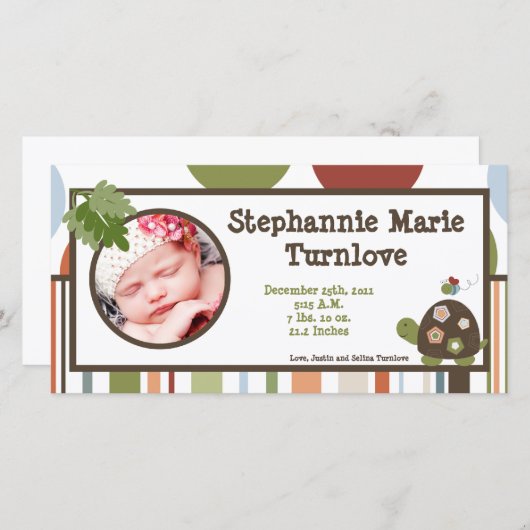 4x8写真の誕生発表ラグーナビーチカメ 案内状 (正面/裏面)