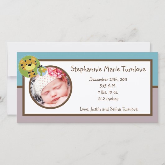 4x8写真誕生のお知らせジャングルテイルズサファリ 案内状 (正面)