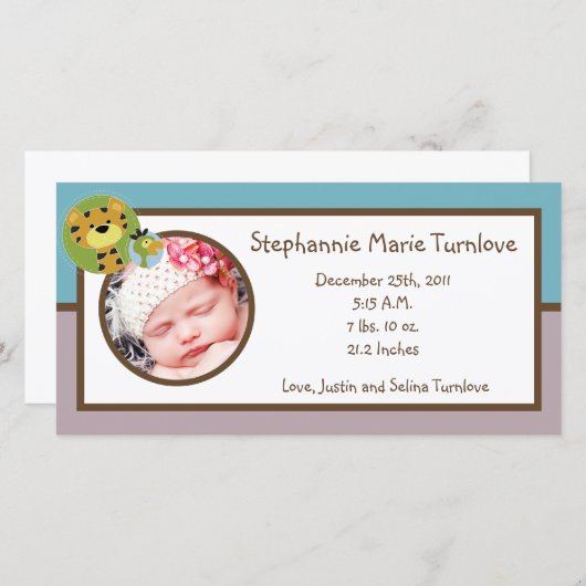 4x8写真誕生のお知らせジャングルテイルズサファリ 案内状 (正面/裏面)