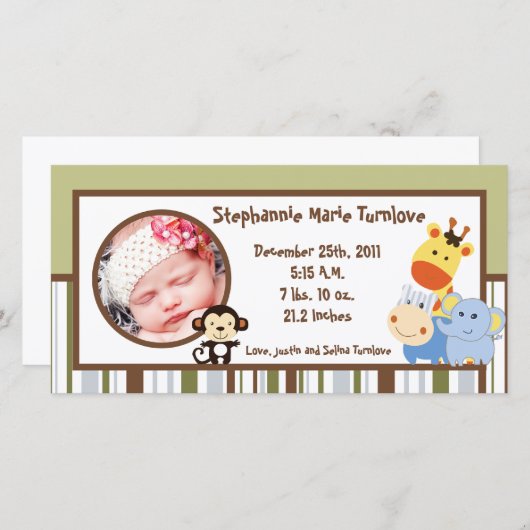 4x8写真誕生のお知らせジャングル遊 案内状 (正面/裏面)