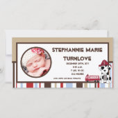 4x8写真誕生のお知らせ野上消防車 案内状 (正面)