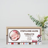 4x8写真誕生のお知らせ野上消防車 案内状 (スタンド正面)