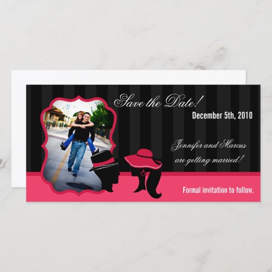 4x8婚約フォーマル発表エレガント帽子 セーブザデート (正面/裏面)