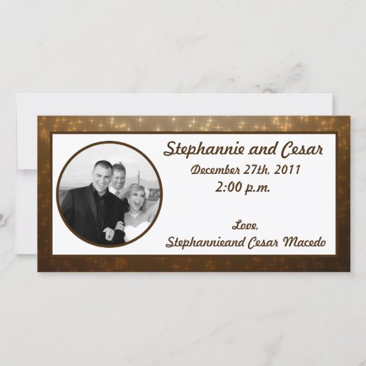 4x8婚約写真アナウンスウィンターブラウン 案内状 (正面)