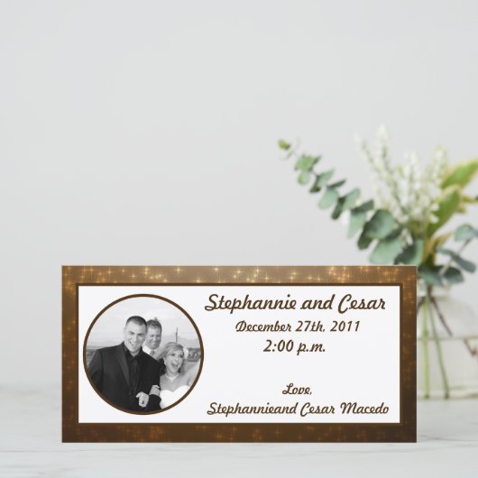 4x8婚約写真アナウンスウィンターブラウン 案内状 (スタンド正面)