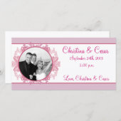 4x8婚約写真アナウンスピンク/パープルチン 案内状 (正面/裏面)