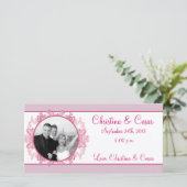 4x8婚約写真アナウンスピンク/パープルチン 案内状 (スタンド正面)