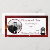 4x8婚約写真アナウンスメントマルーンランタン 案内状 (正面/裏面)