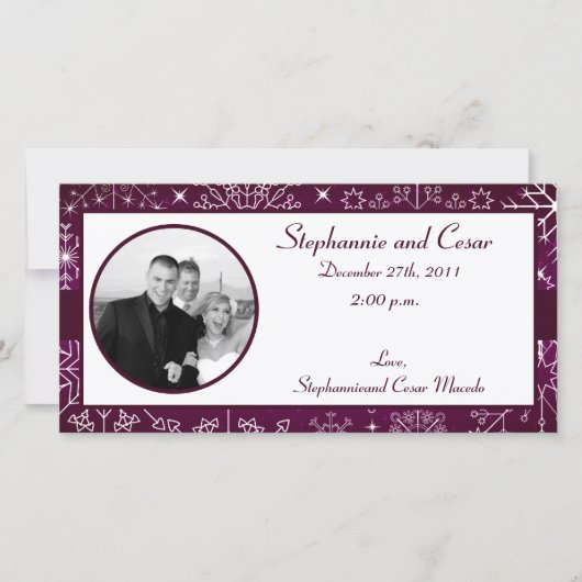 4x8婚約写真発表紫の星 案内状 (正面)