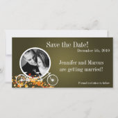 4x8婚約告知ブラウン秋ダブルバイク セーブザデート (正面)