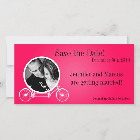 4x8婚約告知ホットピンクダブルバイク セーブザデート (正面)