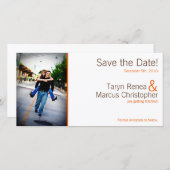 4x8婚約発表ブラウンオレンジシェブロン セーブザデート (正面/裏面)