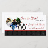 4x8婚約発表ペンギン愛カップルMa セーブザデート (正面/裏面)