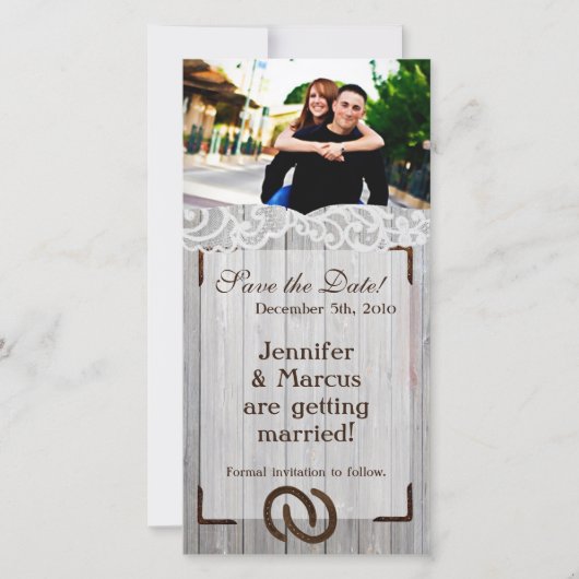 4x8婚約発表馬靴オン木材 セーブザデート (正面)