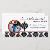 4x8婚約発表黒レッドダマスク セーブザデート (正面/裏面)