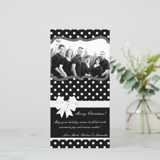 4x8白黒Palka Dot PHOTOクリスマスカード シーズンカード (スタンド正面)