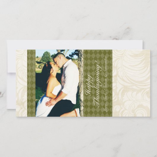 4x8秋の木の葉PHOTO Thanksgiving Card シーズンカード (正面)